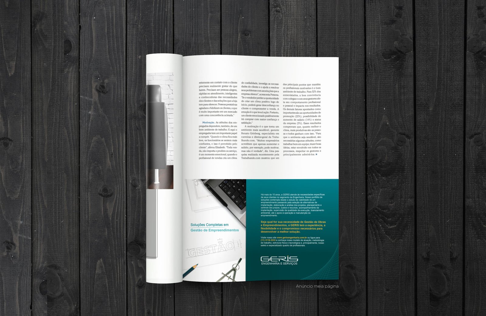 Anuncio de revista meia página - Geris Engenharia